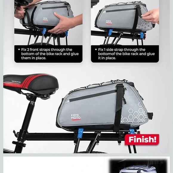 Gray Bike Rear Rack Bag - Picture 6 of 6